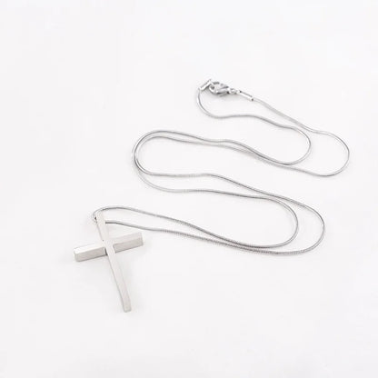 Minimalist Cross Titanium Steel Polishing Pendant Necklace 1 Piece