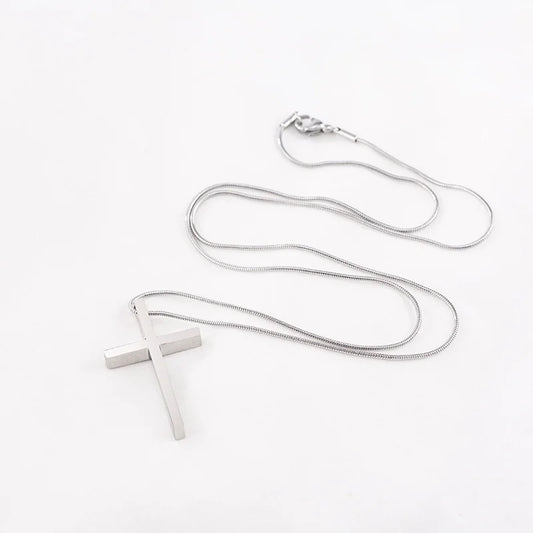 Minimalist Cross Titanium Steel Polishing Pendant Necklace 1 Piece