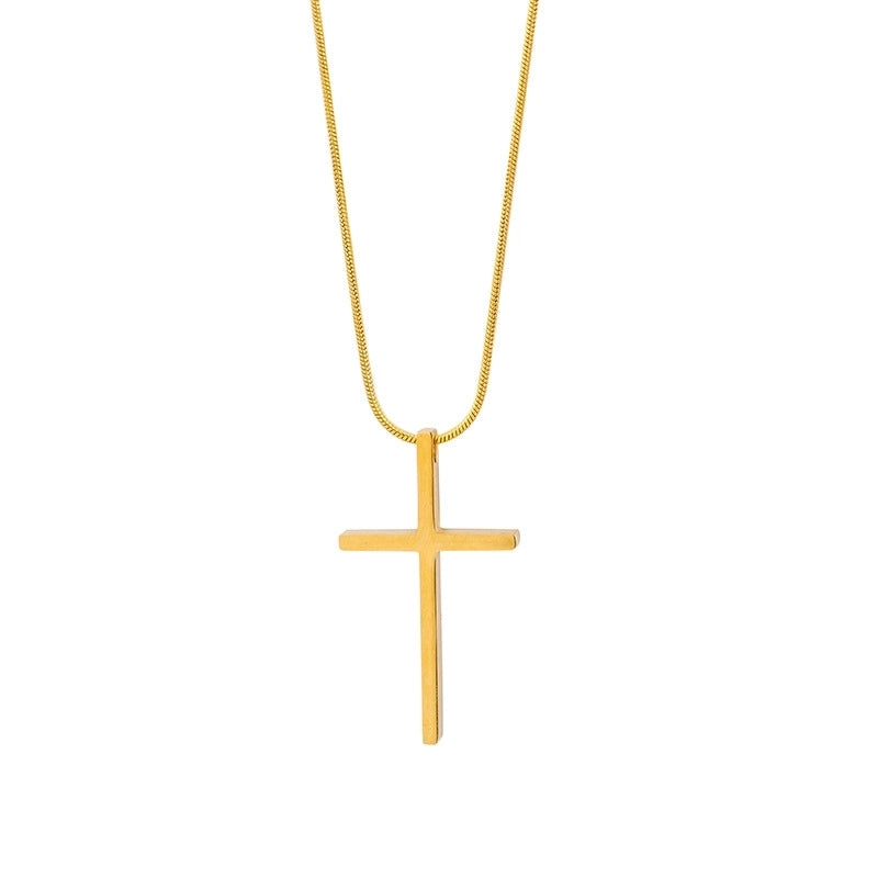 Minimalist Cross Titanium Steel Polishing Pendant Necklace 1 Piece