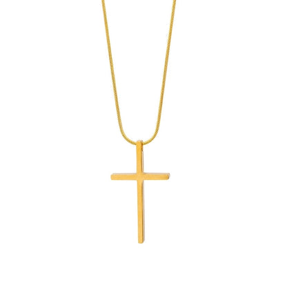 Minimalist Cross Titanium Steel Polishing Pendant Necklace 1 Piece
