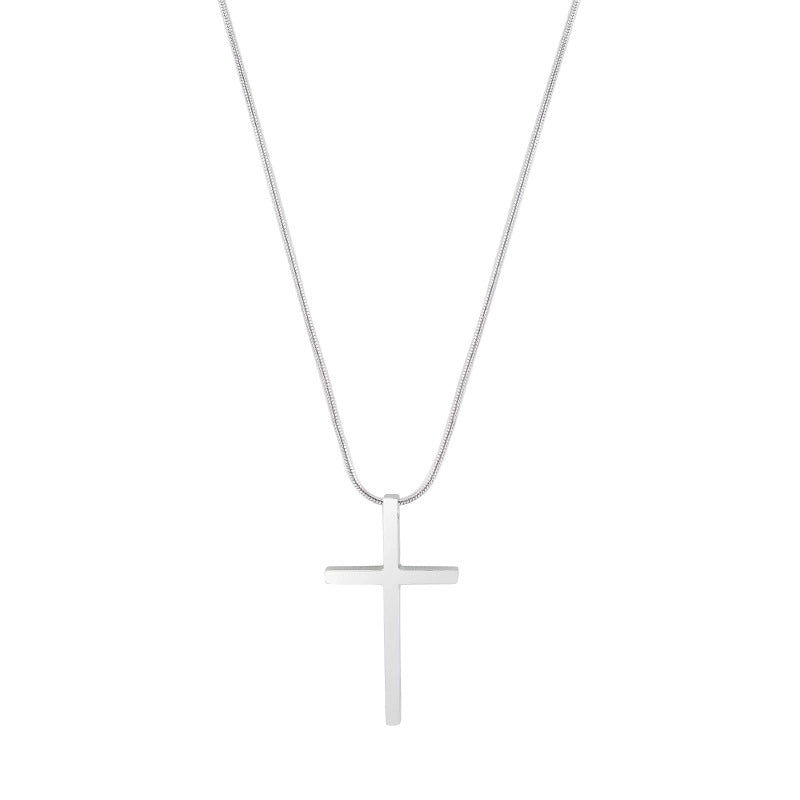 Minimalist Cross Titanium Steel Polishing Pendant Necklace 1 Piece