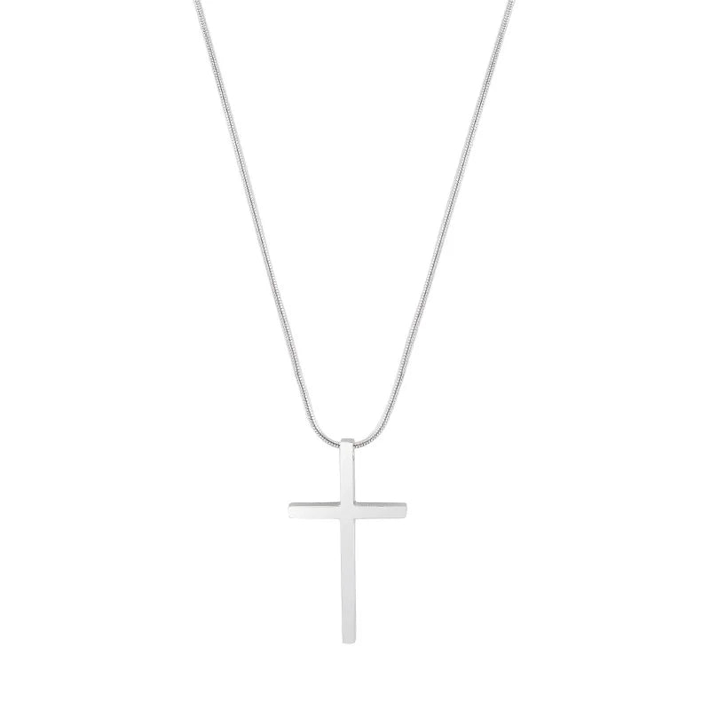 Minimalist Cross Titanium Steel Polishing Pendant Necklace 1 Piece