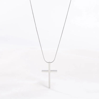 Minimalist Cross Titanium Steel Polishing Pendant Necklace 1 Piece
