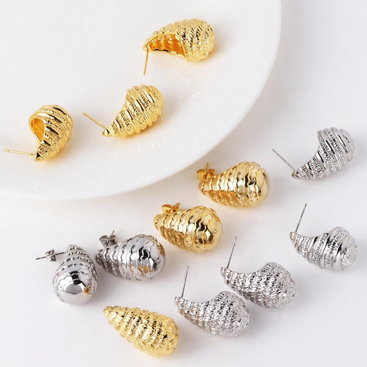 1 Pair Basic Water Droplets Plating Copper Ear Studs