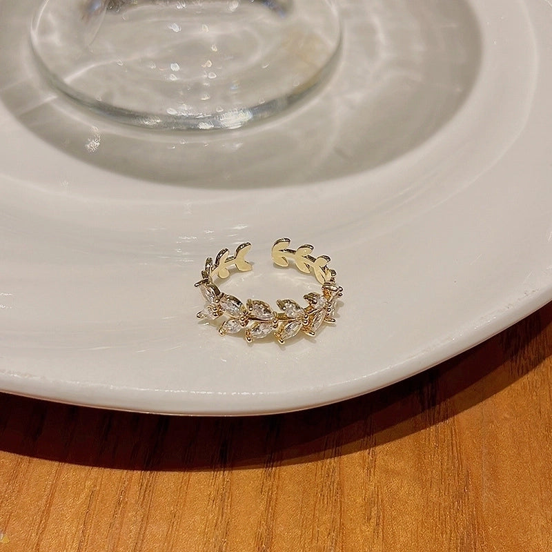 Minimalist Heart Shape Flower Bow Knot Copper Inlay Artificial Pearls Opal Zircon Rings