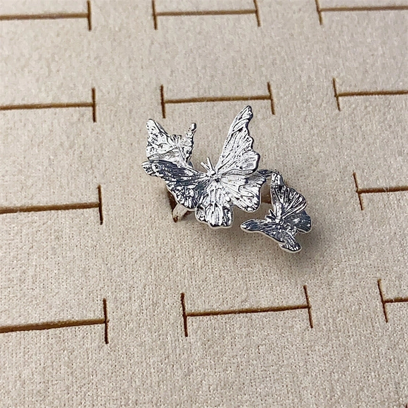 Copper Silver Plated Inlay Round Natural Stone Gem Rings