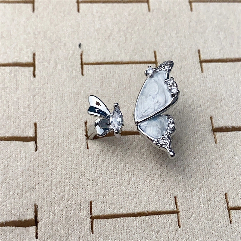 Copper Silver Plated Inlay Round Natural Stone Gem Rings