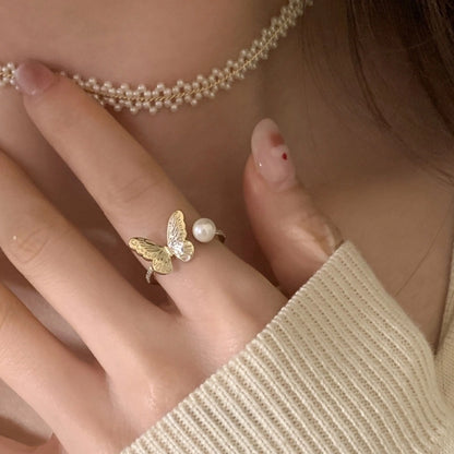 Copper Silver Plated Inlay Round Natural Stone Gem Rings