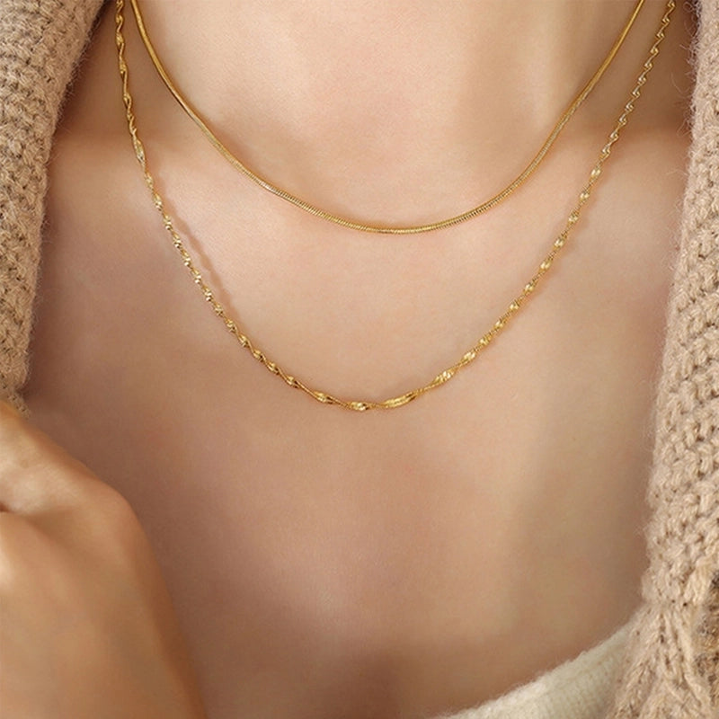 Glam Lady Solid Color 304 Stainless Steel Layered Necklaces