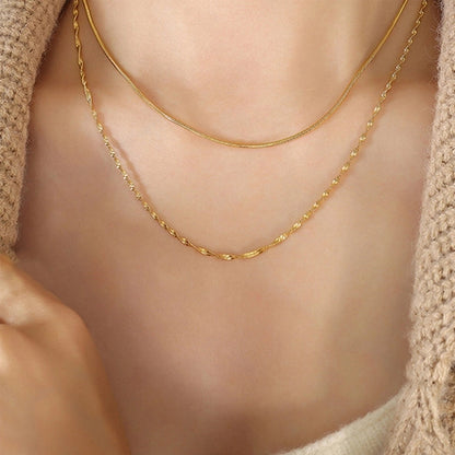 Glam Lady Solid Color 304 Stainless Steel Layered Necklaces