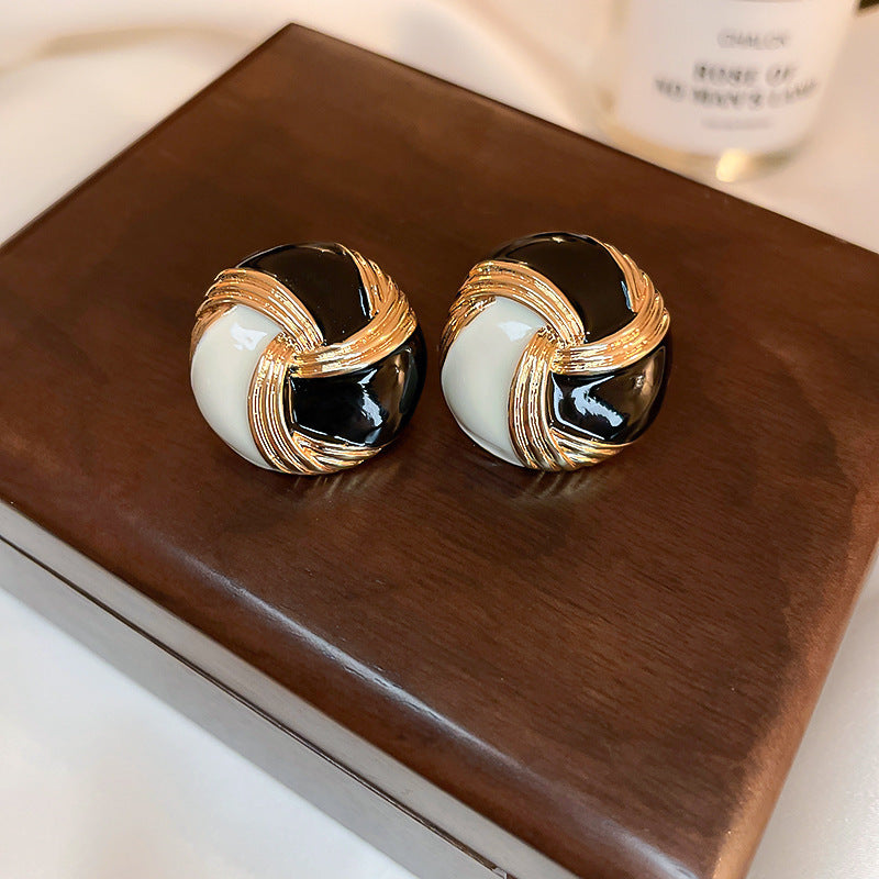 2 Pieces Mid-century Modern Round Geometric Copper Electroplating Earrings