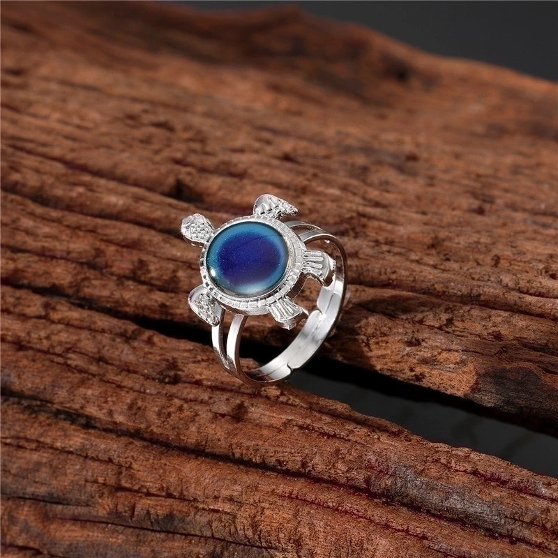 Copper Silver Plated Inlay Round Natural Stone Gem Rings