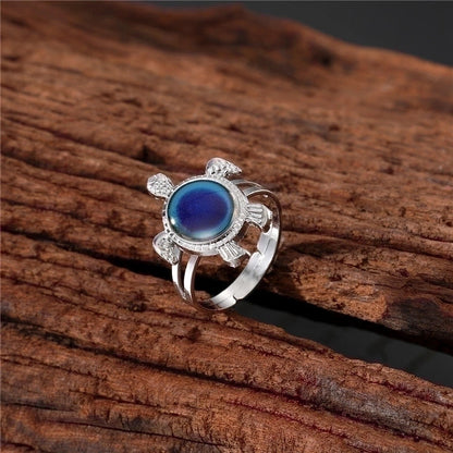 Copper Silver Plated Inlay Round Natural Stone Gem Rings