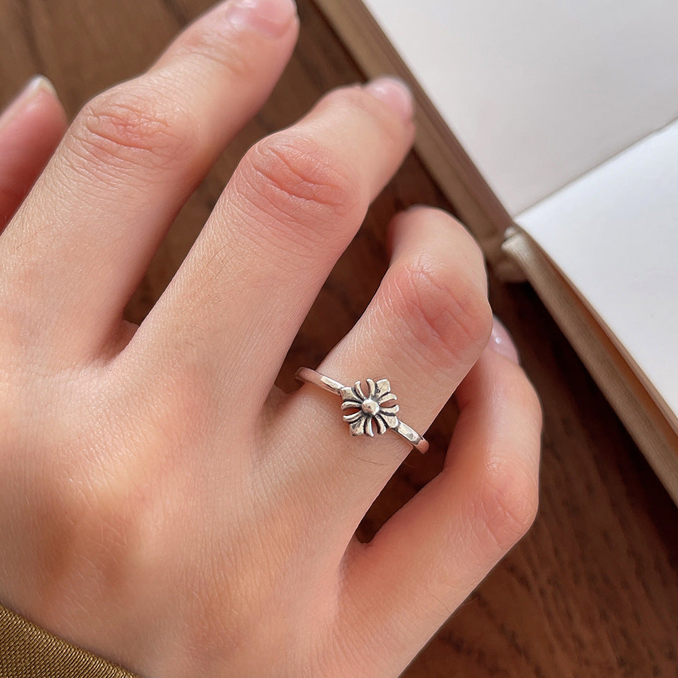 Copper Silver Plated Inlay Round Natural Stone Gem Rings