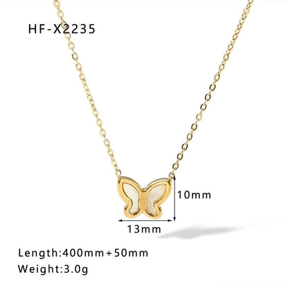304 Stainless Steel 18K Gold Plated Casual Elegant Lady Plating Geometric Star Heart Shape Artificial Pearls Shell Layered Necklaces Pendant Necklace