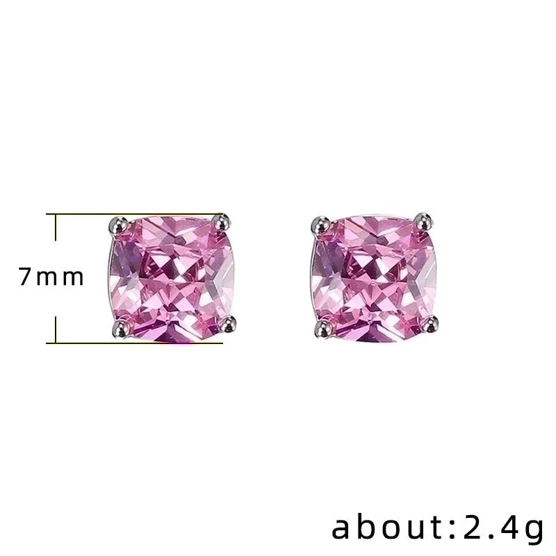 Fashion Square Zircon Geometric Copper Earrings