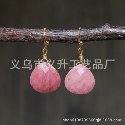 1 Pair Classic Style Water Droplets Patchwork Agate Drop Earrings