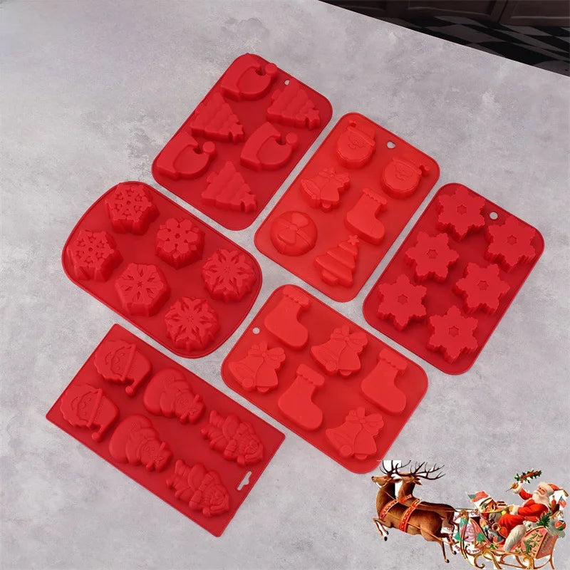 In Stock 6 Even Christmas Silicone Cake Mold DIY Household Kitchen Food Grade Baking Tools Manufacturers