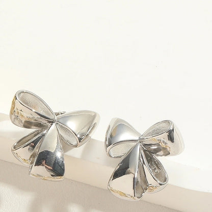 1 Pair Vintage Style Minimalist Commute Bow Knot Plating Inlay Copper Zircon 14K Gold Plated Ear Studs