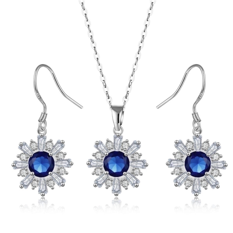 Copper Rhodium Plated Plating Inlay Flakes Snowflake Zircon Earrings Necklace