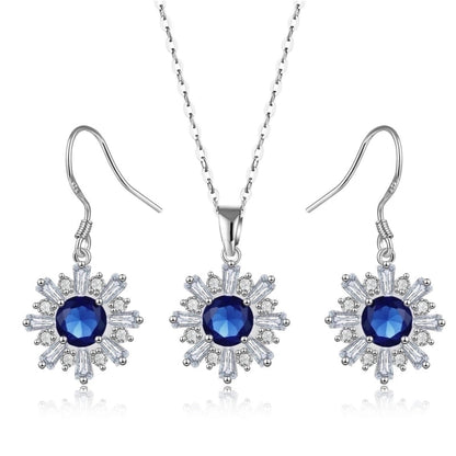 Copper Rhodium Plated Plating Inlay Flakes Snowflake Zircon Earrings Necklace