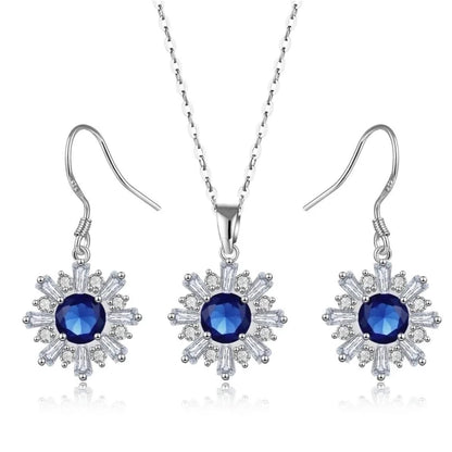 Copper Rhodium Plated Plating Inlay Flakes Snowflake Zircon Earrings Necklace