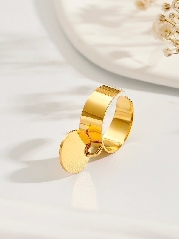 304 Stainless Steel 14K Gold Plated Minimalist Classic Style Plating Solid Color Charm Rings