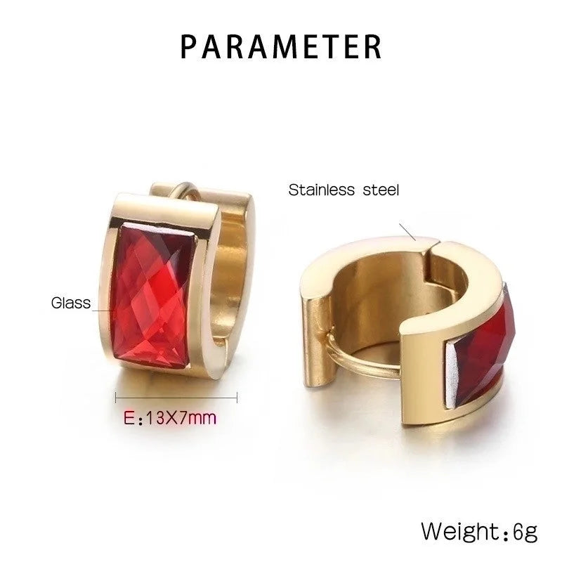 1 Pair Minimalist U Shape Plating Inlay Titanium Steel Glass 18K Gold Plated Earrings