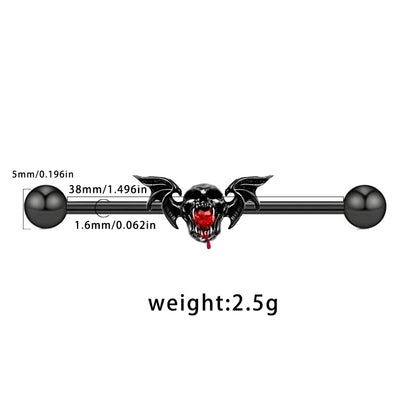 1 Piece Belly Rings Hip-Hop Funny Bat 316 Stainless Steel Alloy Inlay Rhinestones
