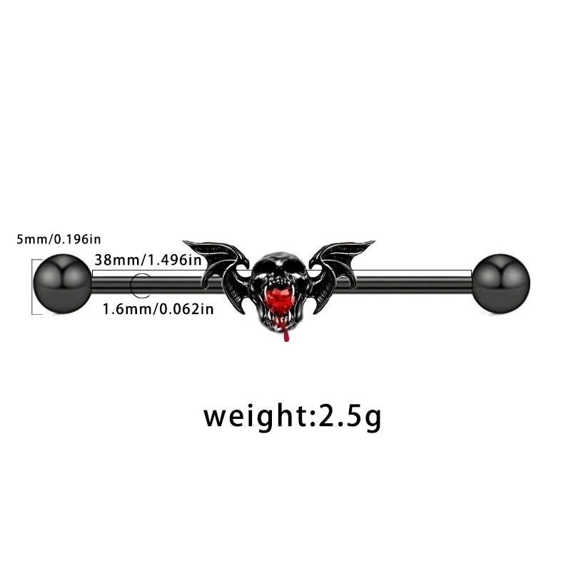 1 Piece Belly Rings Hip-Hop Funny Bat 316 Stainless Steel Alloy Inlay Rhinestones