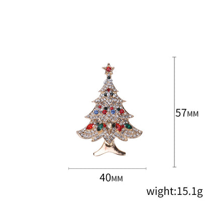 Fashion Pin Christmas Tree Alloy Inlay Rhinestones Women'S Brooches