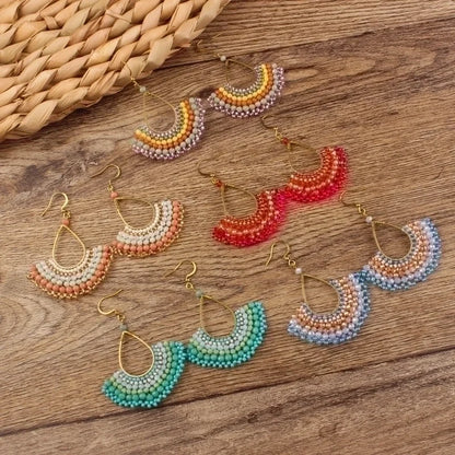 Bohemian Sector Synthetic Gemstones Shell Copper Tassel Mesh Women's Ear Hook