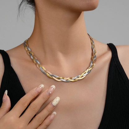 Double-Layer Choker Titanium Steel Necklace Three-Layer Blade Chain Snake Bones Chain Stainless Steel Jewelry Summer Non-Fading Female