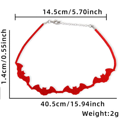 Halloween Minimalist Bat Skull Felt Cloth Holiday Daily Party Necklace