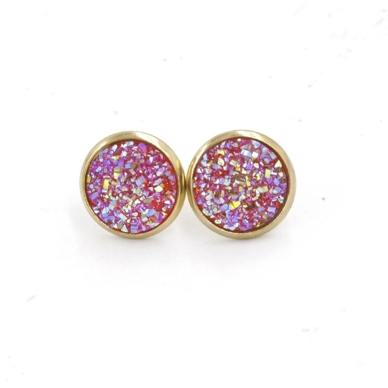 1 Pair IG Style Minimalist Round Plating Stainless Steel Resin 18K Gold Plated Ear Studs