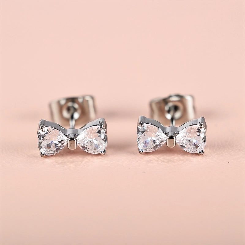 1 Pair Minimalist Classic Style Heart Shape Butterfly Deer Polishing Inlay 304 Stainless Steel Zircon 18K Gold Plated Ear Studs