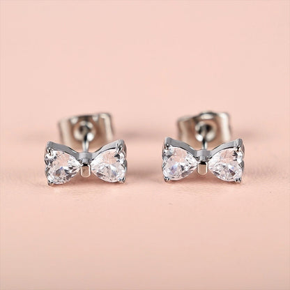 1 Pair Minimalist Classic Style Heart Shape Butterfly Deer Polishing Inlay 304 Stainless Steel Zircon 18K Gold Plated Ear Studs