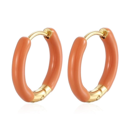 1 Pair Minimalist Circle Plating 304 Stainless Steel Silica Gel 18K Gold Plated Hoop Earrings