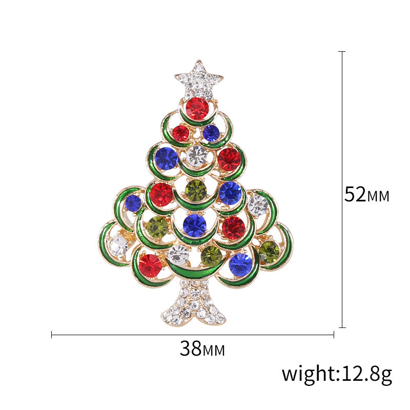 Fashion Pin Christmas Tree Alloy Inlay Rhinestones Women'S Brooches