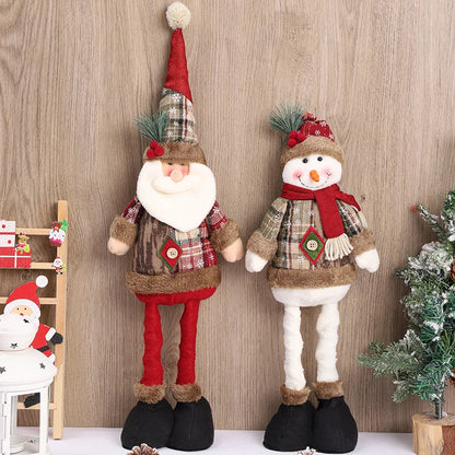 Christmas Vintage Telescopic Doll Window Display Santa Claus Snowman Standing Figure Doll