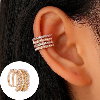 1 Piece Minimalist Commute Geometric Inlay Copper Zircon Ear Cuffs