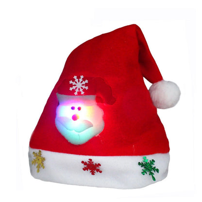 Creative Christmas Decorations Luminous Christmas Brushed Cloth Children's Hat Christmas Gift Cartoon Christmas Hat