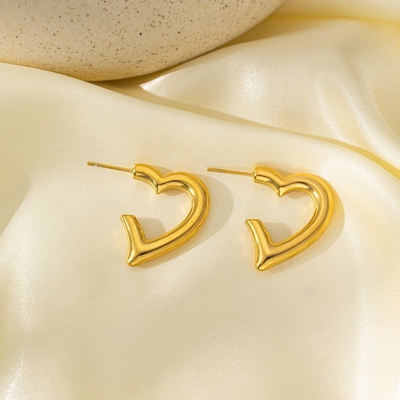1 Pair Basic Minimalist Irregular Heart Shape Plating Titanium Steel Ear Studs