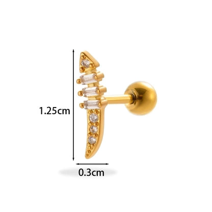 1 Piece Ear Cartilage Rings & Studs Minimalist Classic Style Pentagram Heart Shape Flower 316L Stainless Steel Copper Plating Inlay Zircon