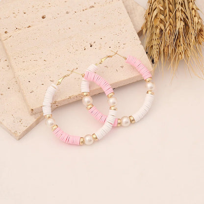 Women Fashion Bohemian U-Shape Polymer Clay Earrings