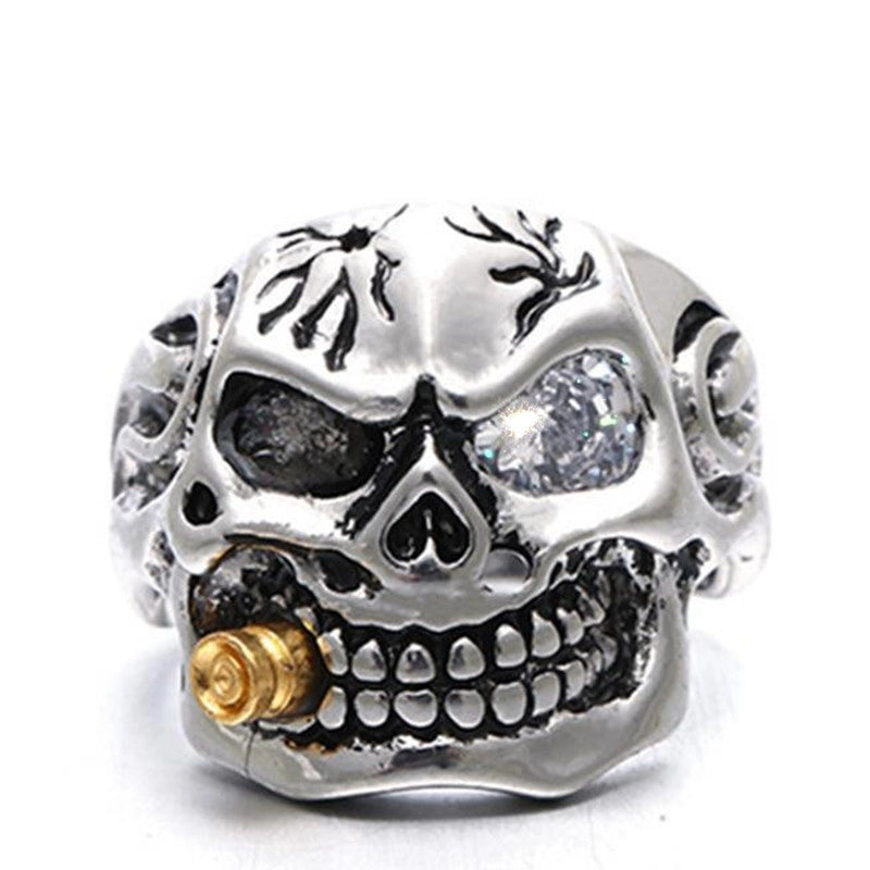 Gothic Ethnic Style Cool Style Skull Alloy Plating Inlay Rhinestones Halloween Men's Rings