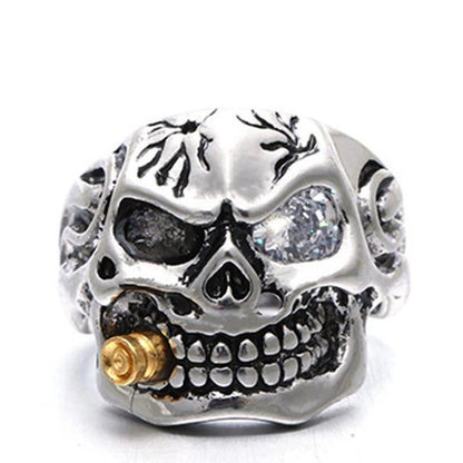 Gothic Ethnic Style Cool Style Skull Alloy Plating Inlay Rhinestones Halloween Men's Rings
