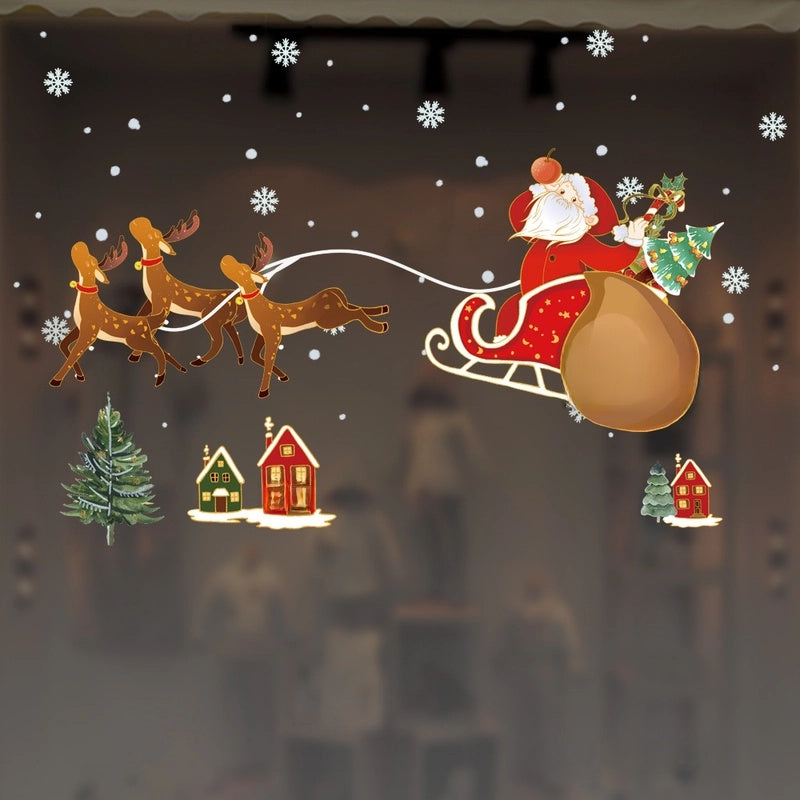 Christmas Nordic Style Christmas Hat Christmas Tree Santa Claus Party Festival Car Window Stickers Static Sticker