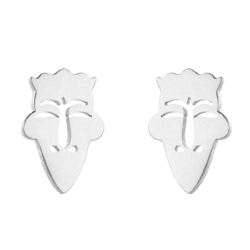 1 Pair Halloween Fashion Smile Face Star Skull Plating Hollow Out Stainless Steel Ear Studs