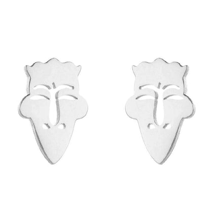 1 Pair Halloween Fashion Smile Face Star Skull Plating Hollow Out Stainless Steel Ear Studs